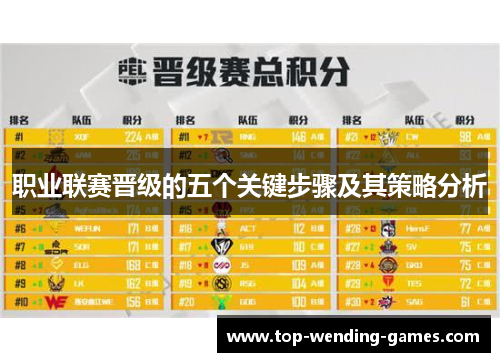 职业联赛晋级的五个关键步骤及其策略分析