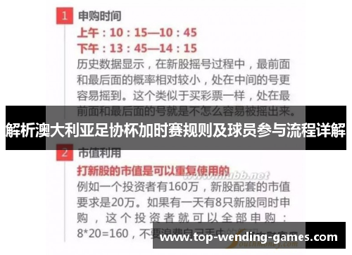 解析澳大利亚足协杯加时赛规则及球员参与流程详解 解析澳大利亚足协杯加时赛规则及球员参与流程详解